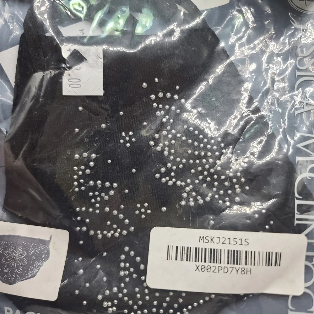New Jessica McClintock Black Face Mask With Silver Studded Design